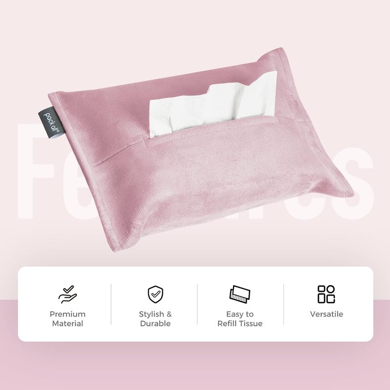 pack all Car Tissue Holder, Premium Microsuede Sun Visor Napkin Dispenser, Wipes Case for Backseat, Vehicle Accessories (Pink) - Image 2